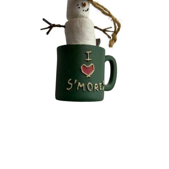 The Original S'mores 3" I Heart S'mores Camping Coffee Cup Snowman Ornament Gift - Picture 5 of 6